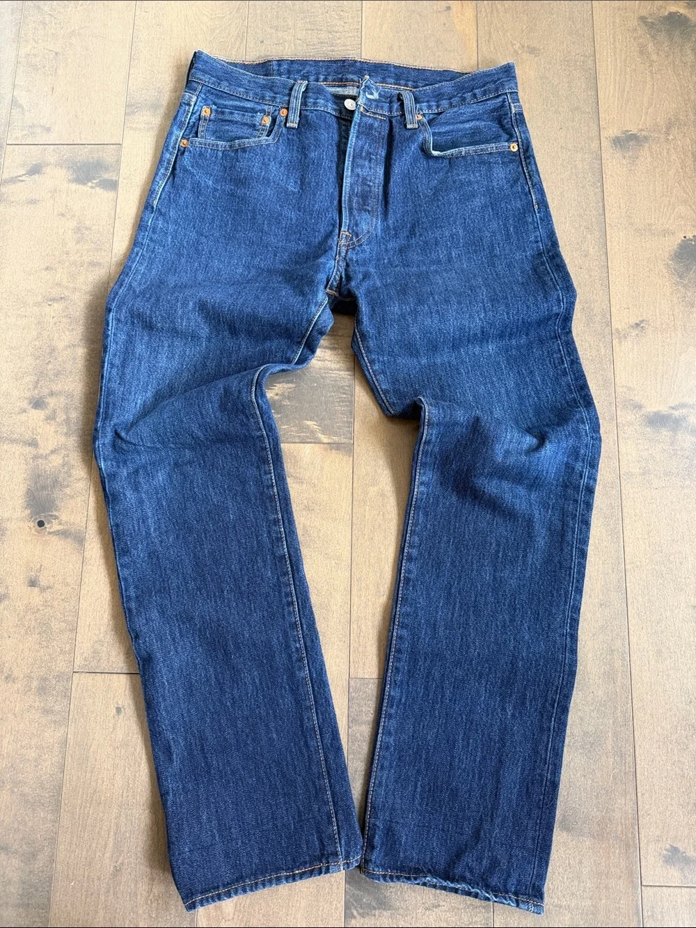 Levi’s 501 Original Straight Leg Waterless Button Fly Denim Blue Jeans